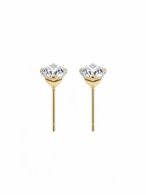 Gold Tone Clear Stone Stud Earrings Invisible Setting